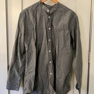 Massimo Piombo Gray Button-Up Cotton Dress Shirt Mao Collar
